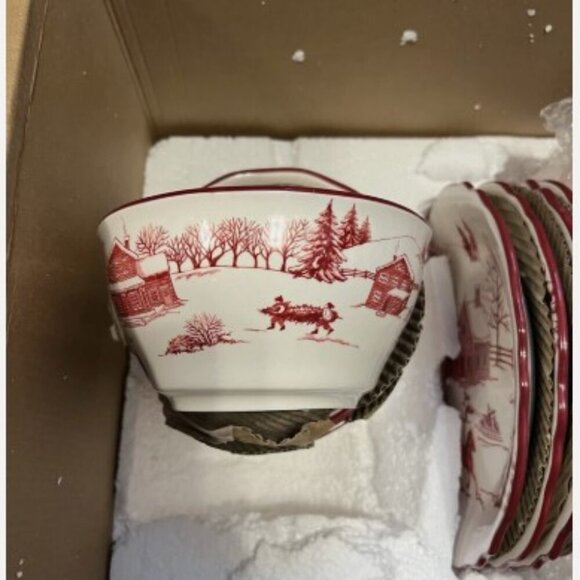 Bico Toile De Jouy Winter Wonderland Scalloped 12pc Dinner Set *Read Description - Picture 5 of 9